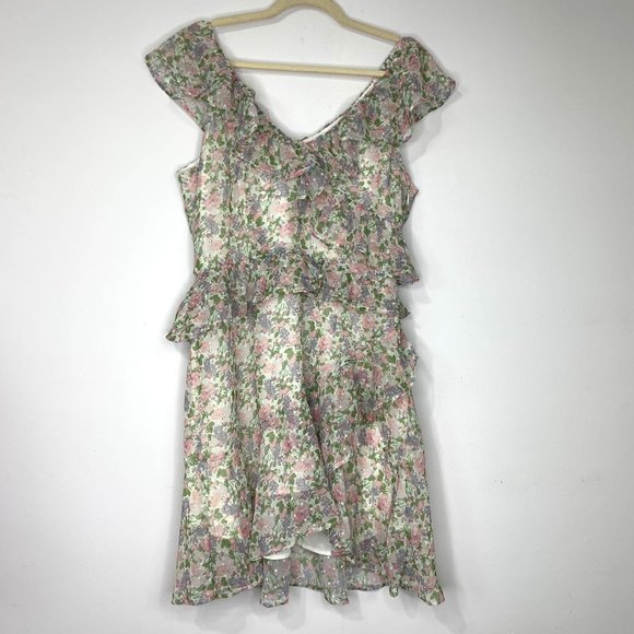 NWT SENLIS Aria Floral Fruit Ruffle Sleeveless Mini Dress Sz XL - Picture 3 of 9